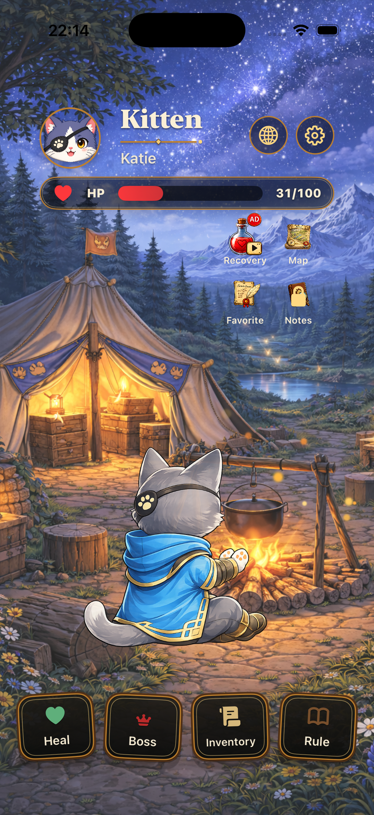 Mobile game screen